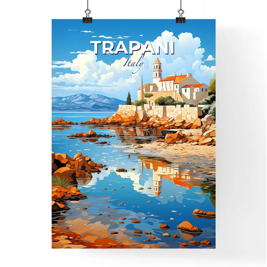 Trapani, Italy, A Poster of a building on a rocky shore Default Title
