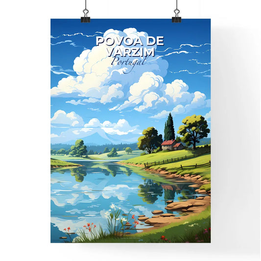 Povoa De Varzim, Portugal, A Poster of a river with a house and trees Default Title
