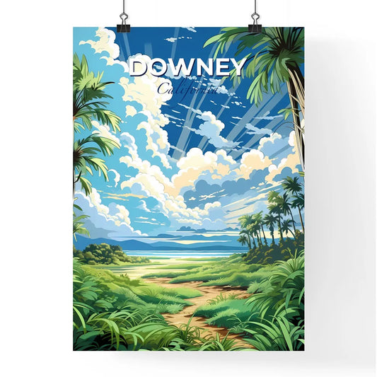 Downey, California, A Poster of a landscape with palm trees and a path Default Title