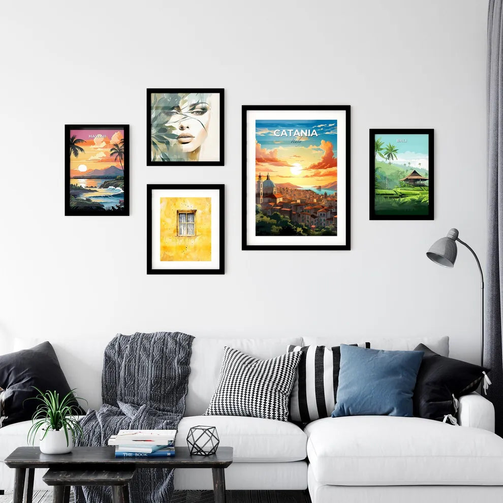 Catania, Italy, A Poster of a city with a river and a sunset Default Title