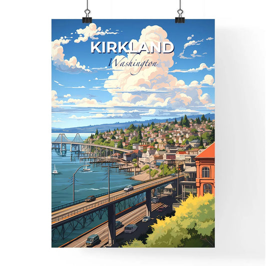 Kirkland, Washington, A Poster of a bridge over a body of water with houses and a bridge Default Title