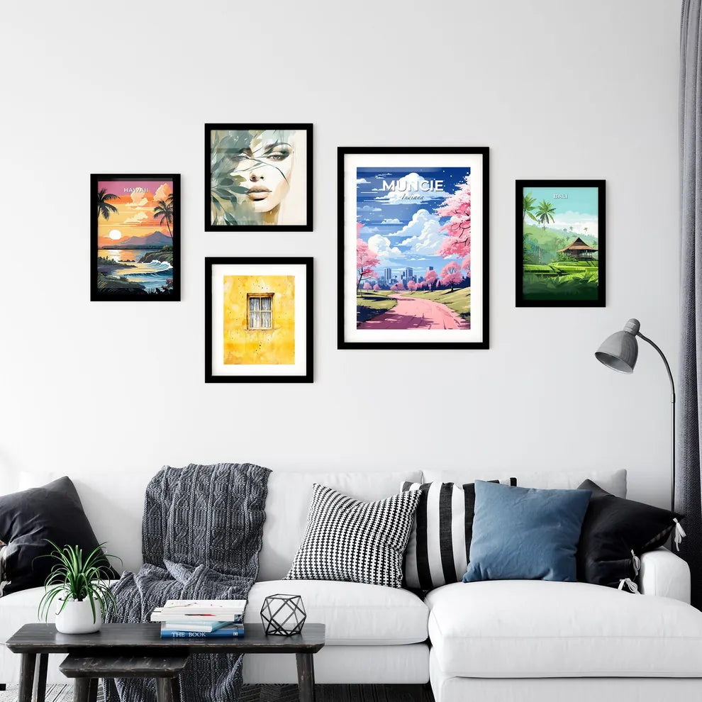 Muncie, Indiana, A Poster of a pink trees with pink flowers on a road Default Title