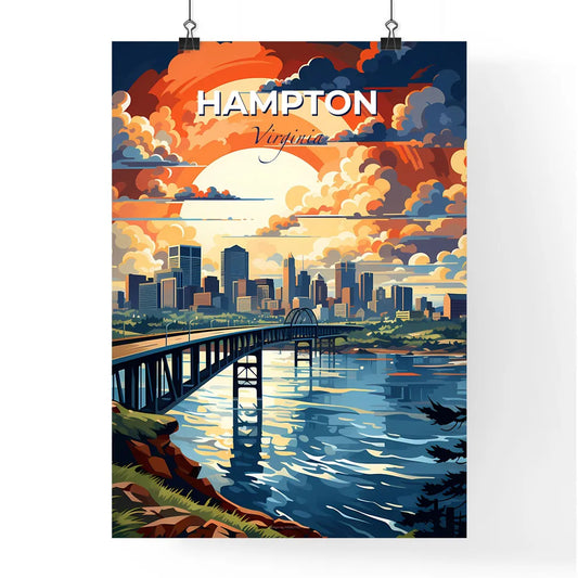 Hampton, Virginia, A Poster of a bridge over a river with a city in the background Default Title