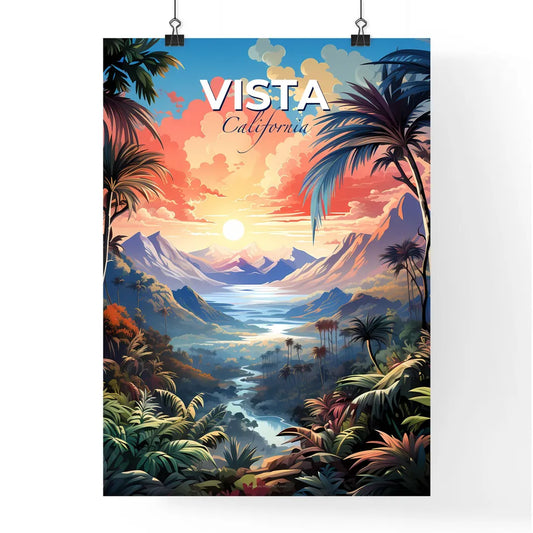 Vista, California, A Poster of a landscape with mountains and trees Default Title