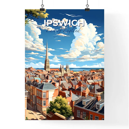Ipswich, East of England, A Poster of a city with a tall spire and a body of water Default Title