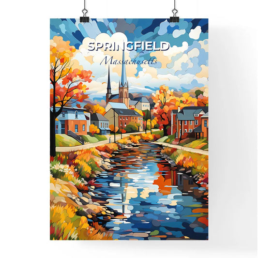 Springfield, Massachusetts, A Poster of a water stream with houses and trees Default Title