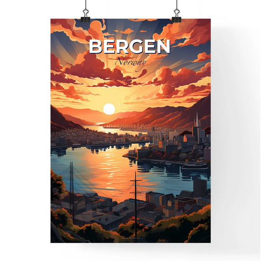 Bergen, Norway, A Poster of a sunset over a city Default Title