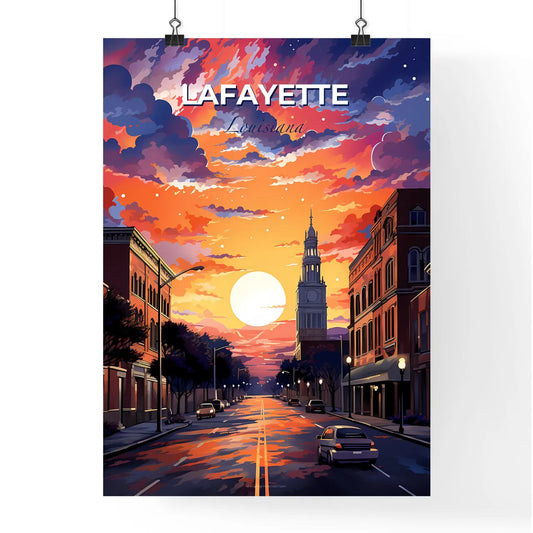 Lafayette, Louisiana, A Poster of a street with cars and a large building in the background Default Title