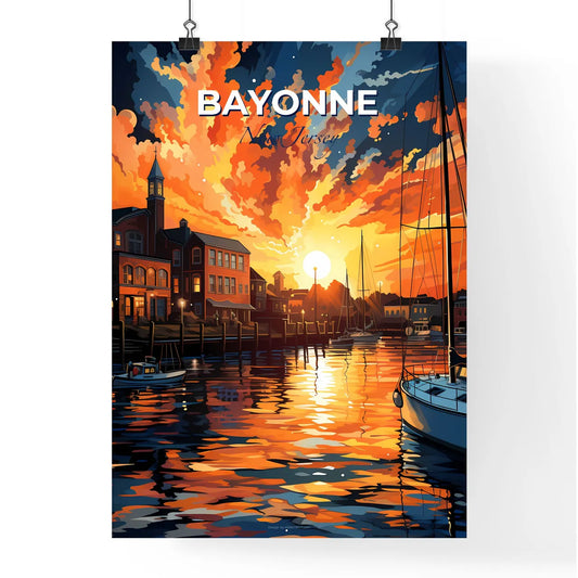 Bayonne, New Jersey, A Poster of a painting of a sunset over a city Default Title