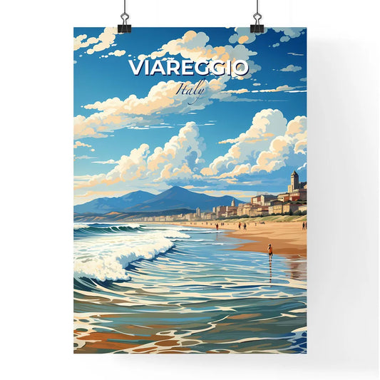 Viareggio, Italy, A Poster of a beach with buildings and waves Default Title