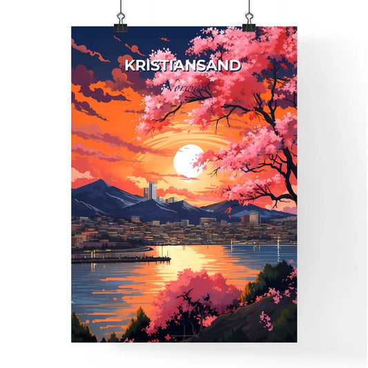Kristiansand, Norway, A Poster of a sunset over a city Default Title