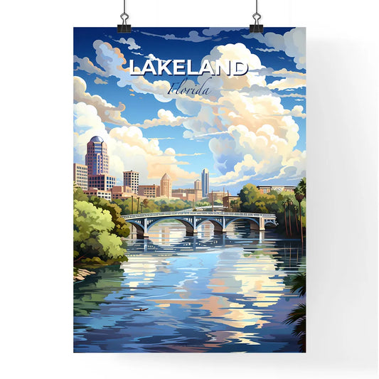 Lakeland, Florida, A Poster of a bridge over a river with trees and buildings in the background Default Title