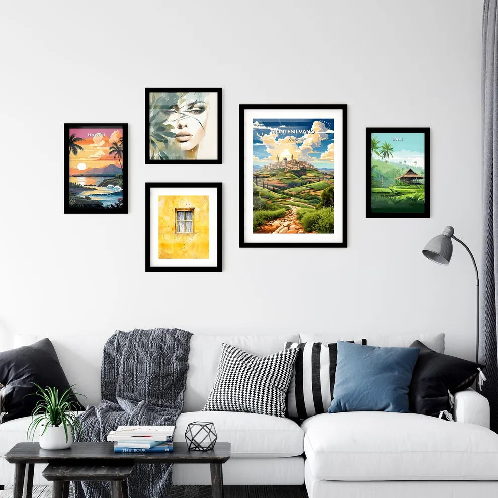Montesilvano, Italy, A Poster of a landscape with a town on top of a hill Default Title