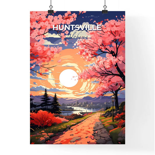 Huntsville, Alabama, A Poster of a painting of a path with pink flowers and trees Default Title