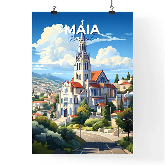 Maia, Portugal, A Poster of a church with a steeple and trees Default Title