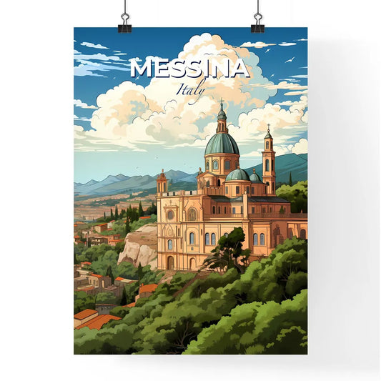 Messina, Italy, A Poster of a building with a dome on top and trees in front of a lake Default Title
