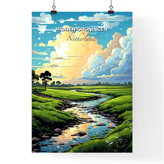 Midden-Groningen, Netherlands, A Poster of a river running through a grassy field Default Title