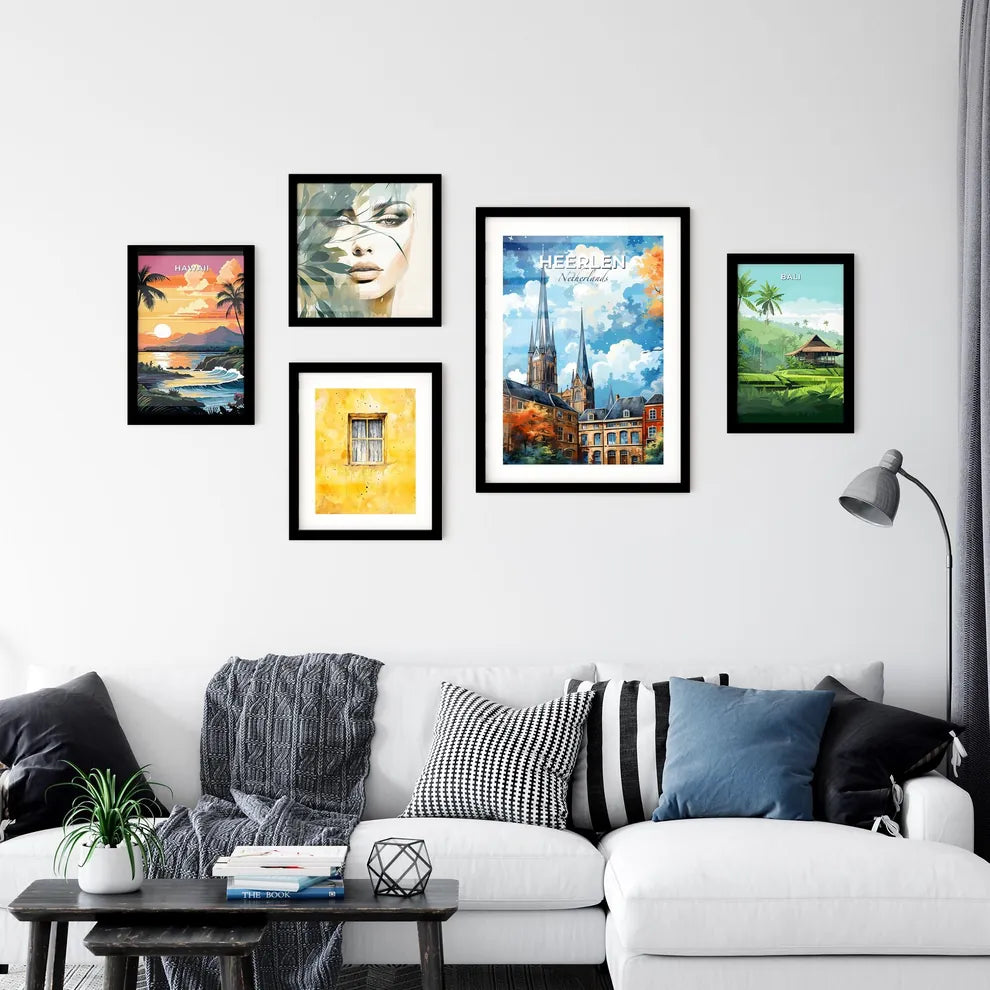 Heerlen, Netherlands, A Poster of a painting of a church and buildings Default Title