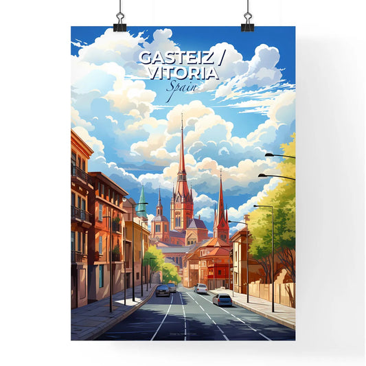 Gasteiz / Vitoria, Spain, A Poster of a street with cars and buildings Default Title