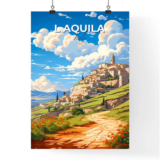L Aquila, Italy, A Poster of a landscape of a town on a hill Default Title