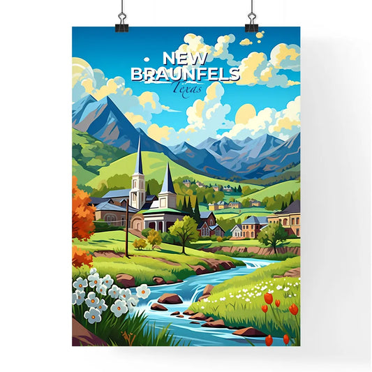 New Braunfels, Texas, A Poster of a landscape with a river and mountains Default Title
