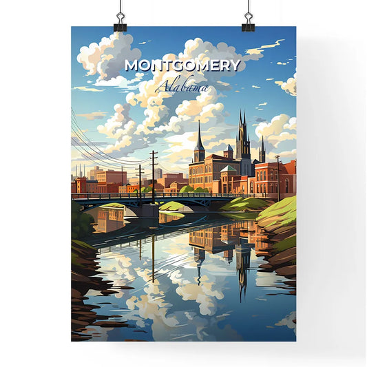 Montgomery, Alabama, A Poster of a painting of a city with a bridge over a river Default Title