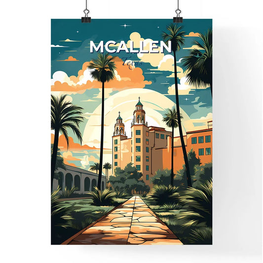 Mcallen, Texas, A Poster of a building with palm trees and a walkway Default Title