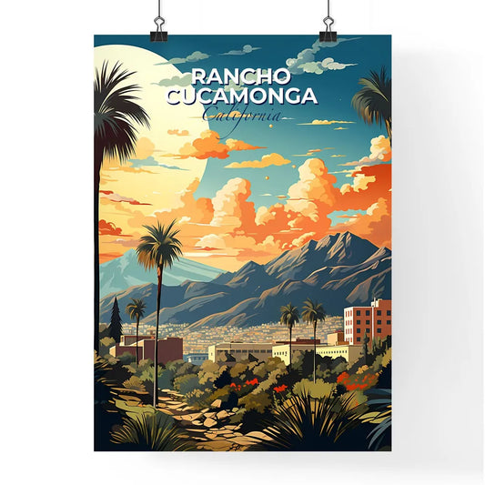Rancho Cucamonga, California, A Poster of a landscape of a city with palm trees and mountains Default Title
