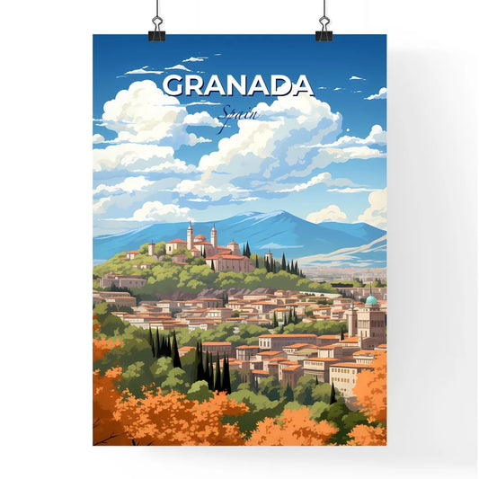 Granada, Spain, A Poster of a city with buildings and trees Default Title
