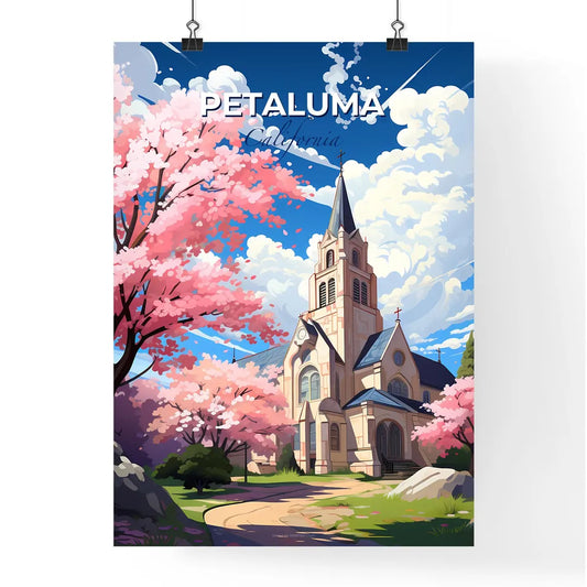 Petaluma, California, A Poster of a church with a tower and trees Default Title