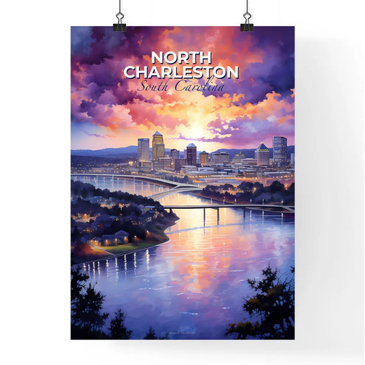 North Charleston, South Carolina, A Poster of a river with a bridge and a city in the distance Default Title