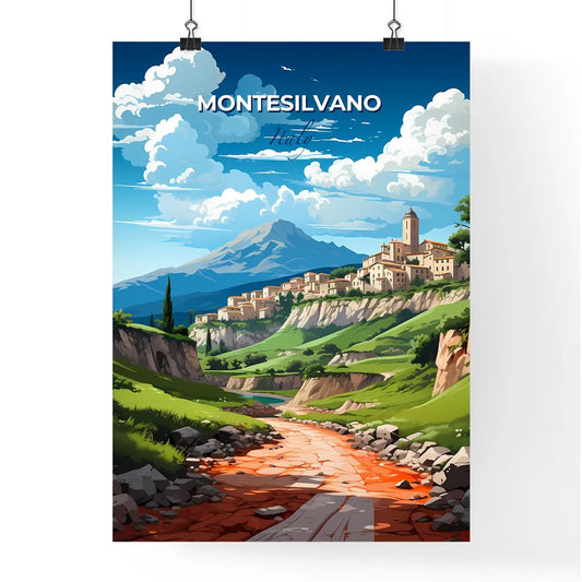 Montesilvano, Italy, A Poster of a landscape with a river and a town on the side Default Title