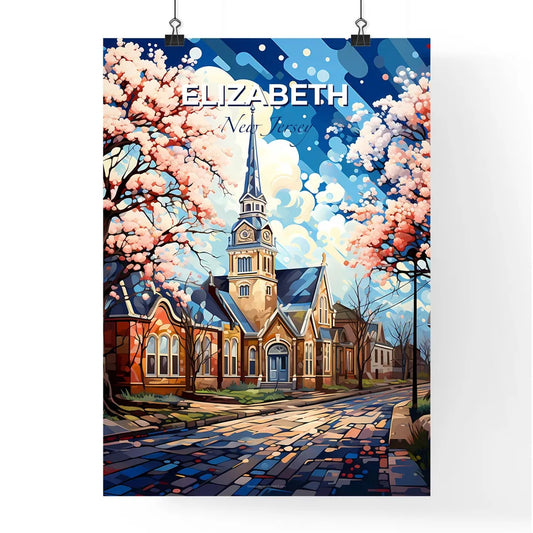Elizabeth, New Jersey, A Poster of a church with a steeple and trees in front of it Default Title