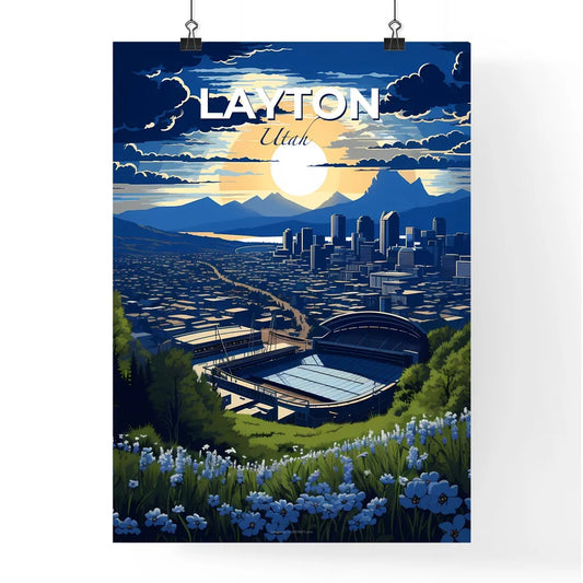 Layton, Utah, A Poster of a city with a stadium and mountains in the background Default Title