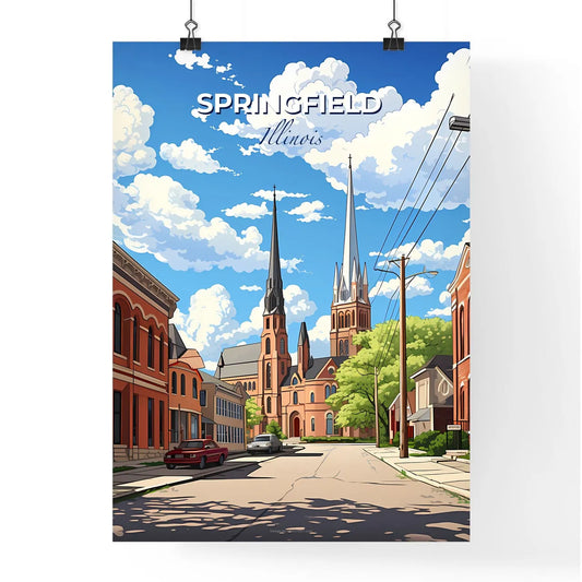Springfield, Illinois, A Poster of a street with buildings and cars on it Default Title