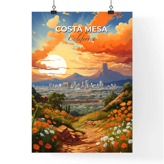 Costa Mesa, California, A Poster of a landscape with a city and mountains Default Title