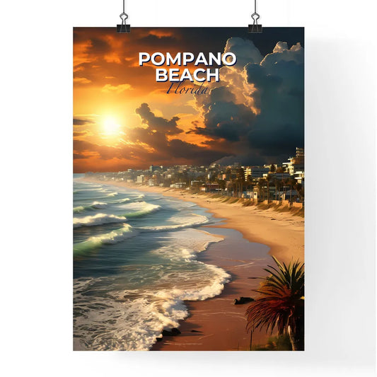 Pompano Beach, Florida, A Poster of a beach with buildings and waves Default Title