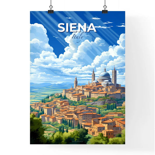 Siena, Italy, A Poster of a city with a dome and trees Default Title