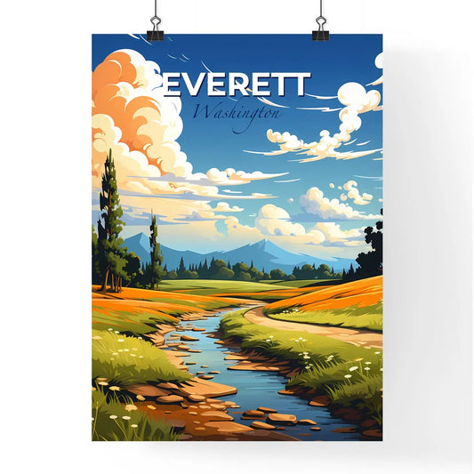 Everett, Washington, A Poster of a stream running through a field Default Title