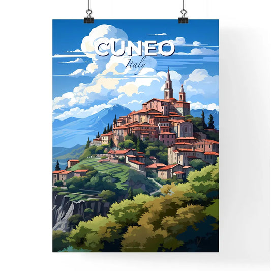 Cuneo, Italy, A Poster of a town on a hill Default Title
