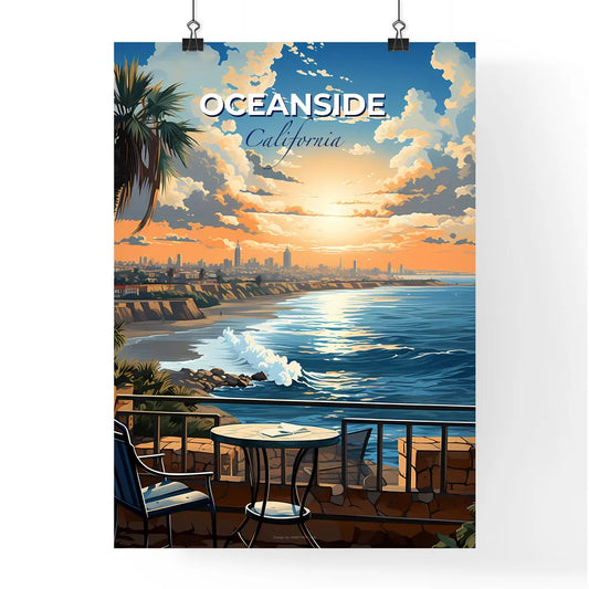 Oceanside, California, A Poster of a view of a beach and a city from a balcony Default Title
