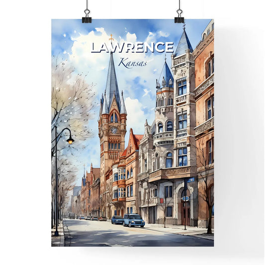 Lawrence, Kansas, A Poster of a street with buildings and cars on it Default Title