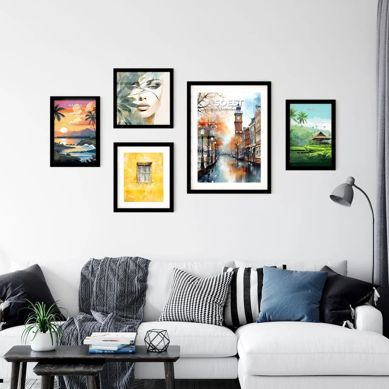 Soest, Netherlands, A Poster of a watercolor painting of a street with a clock tower Default Title