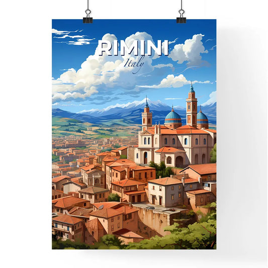Rimini, Italy, A Poster of a building with towers and a city in the background Default Title