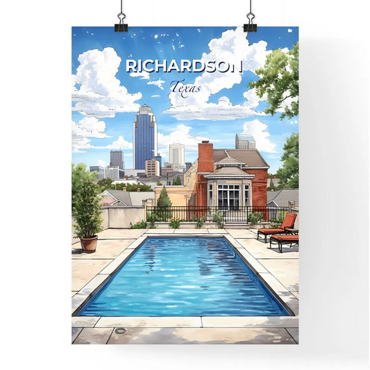 Richardson, Texas, A Poster of a pool on a rooftop with a building in the background Default Title