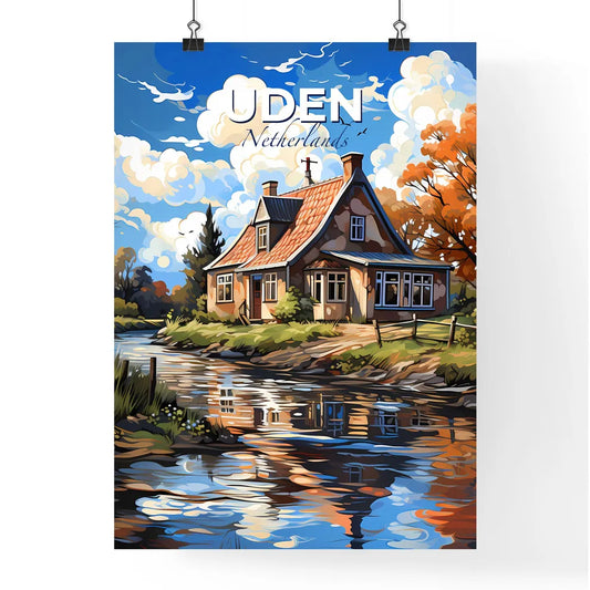 Uden, Netherlands, A Poster of a house by a river Default Title
