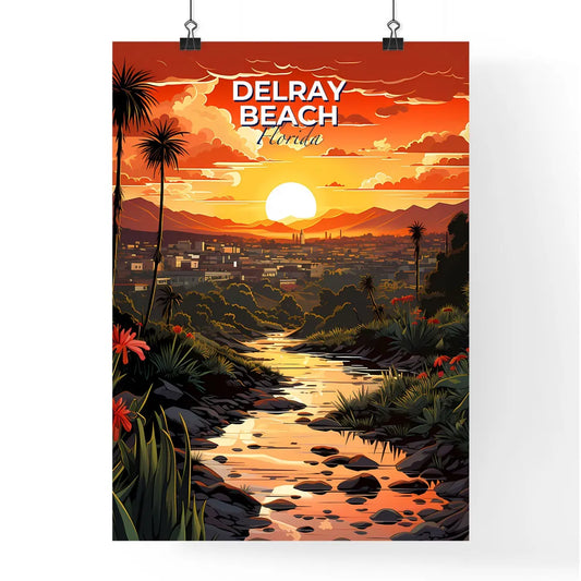 Delray Beach, Florida, A Poster of a river running through a valley with a city in the background Default Title