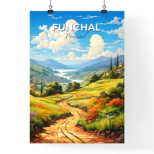 Funchal, Portugal, A Poster of a landscape with a road and a river Default Title