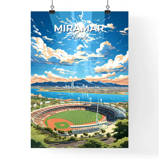 Miramar, Florida, A Poster of a baseball stadium with a body of water and a city in the background Default Title