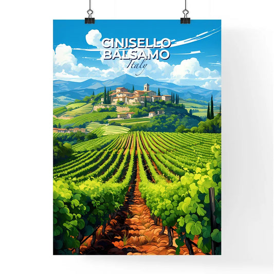Cinisello Balsamo, Italy, A Poster of a landscape of a farm with a building and trees Default Title
